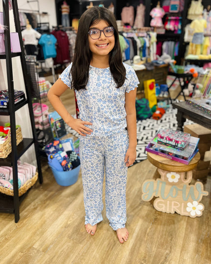 Blue Flower Pajama Set