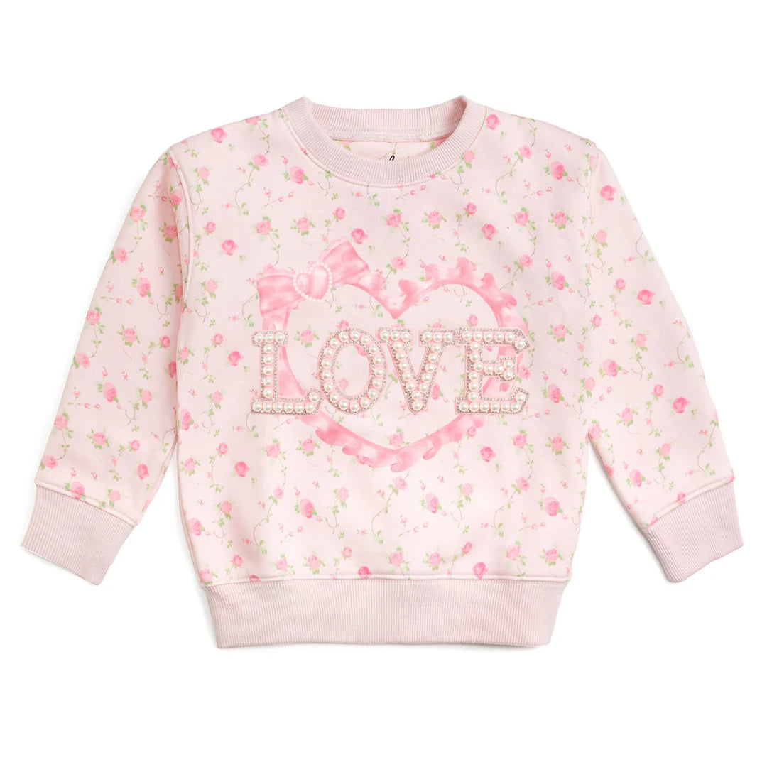 Pink Rose Love Patch Sweatshirt