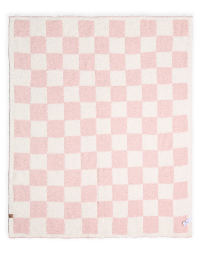 Children's Checkered Pattern Luxury Soft Throw Blanket | Pink