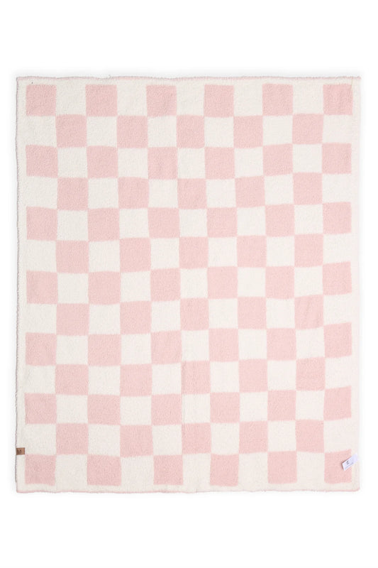 Children's Checkered Pattern Luxury Soft Throw Blanket | Pink