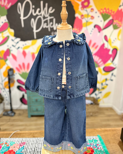 Flora Embroidered Jacket  | Denim