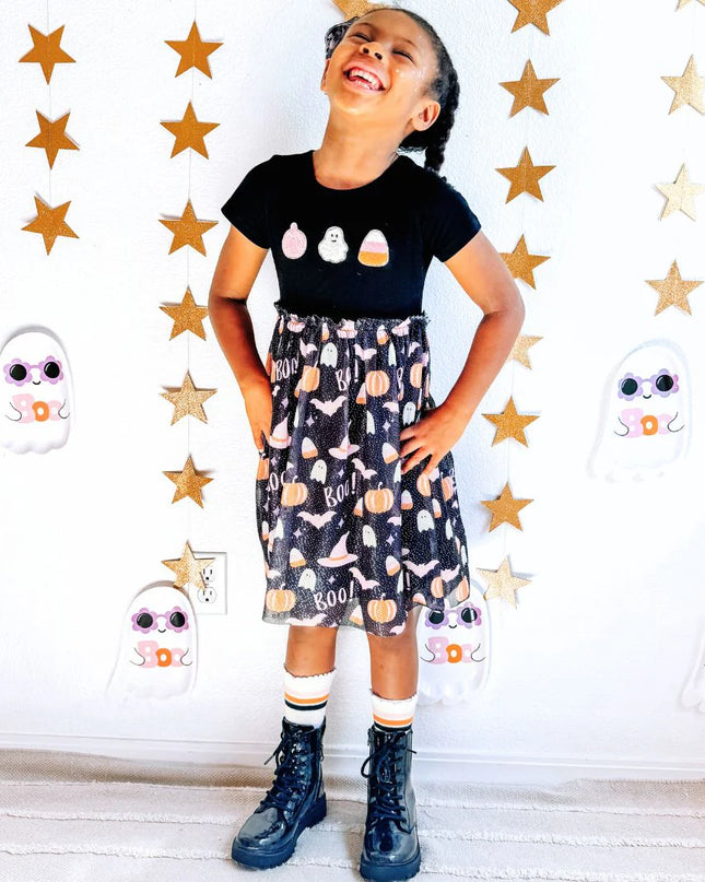 Boo Halloween Short Sleeve Dress