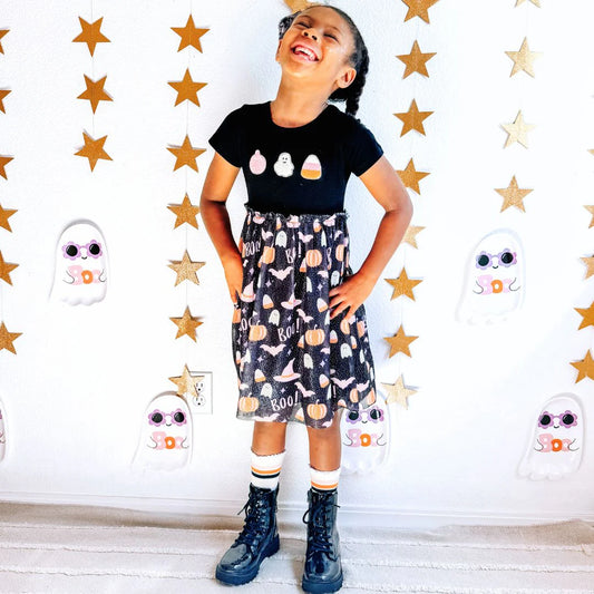 Boo Halloween Short Sleeve Dress