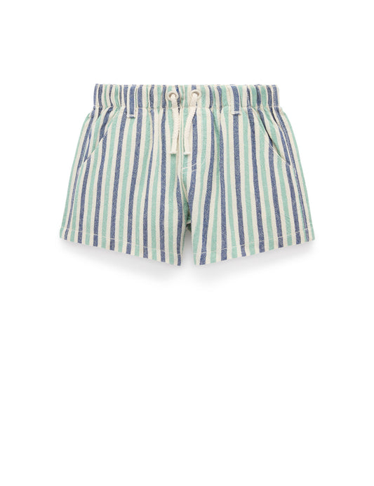 Pull On Striped Shorts | Teal Stripe