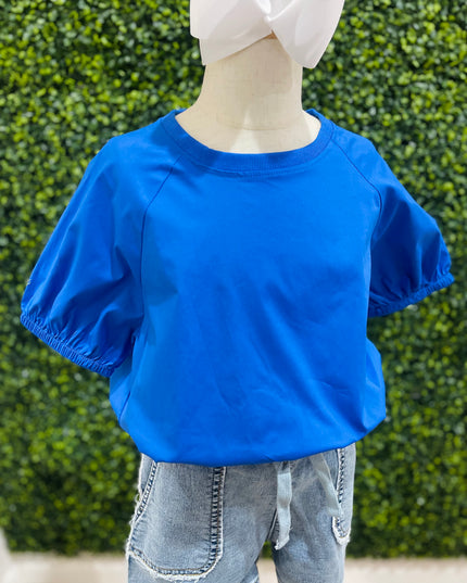 Poplin Synch Hem Top | Royal Blue