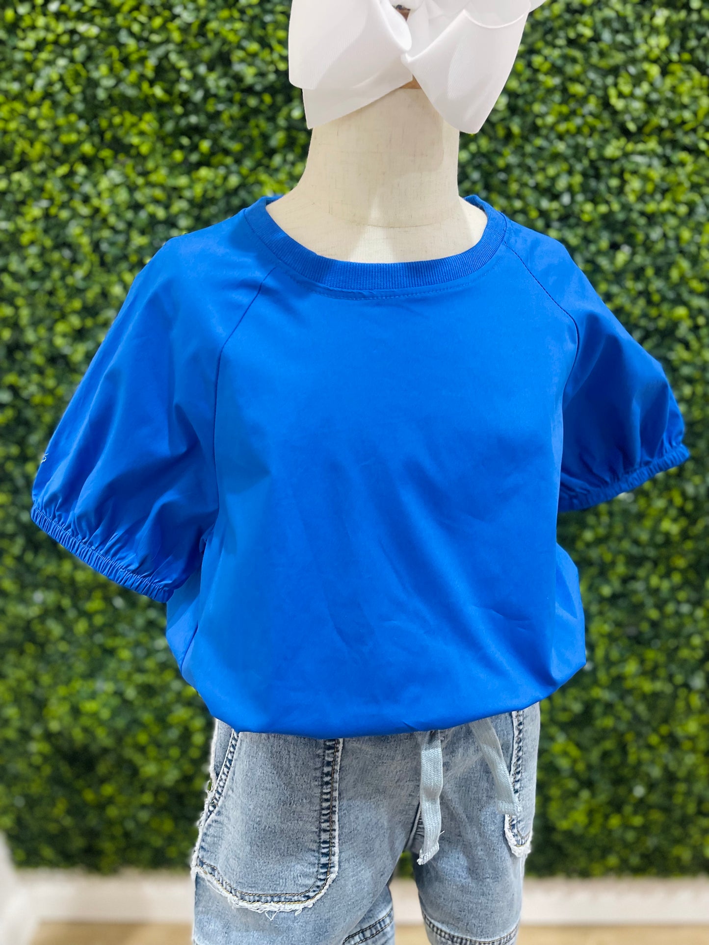 Poplin Synch Hem Top | Royal Blue