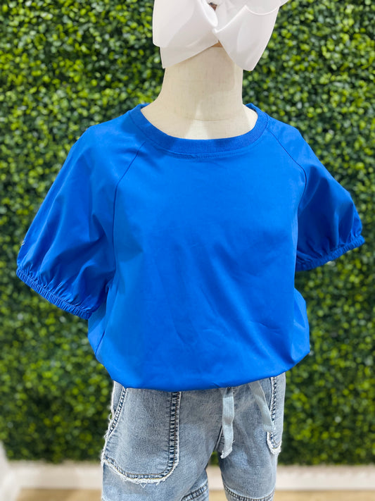 Poplin Synch Hem Top | Royal Blue
