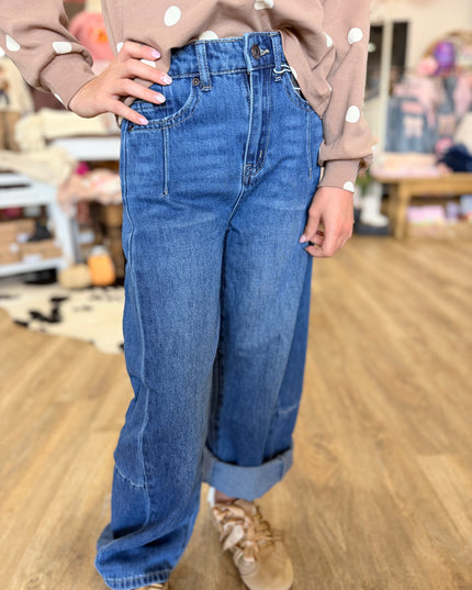 Barrel Crop Jeans | Dark Indigo