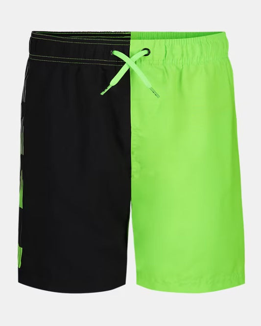 UA Black & Lime Colorblock Swim Trunks