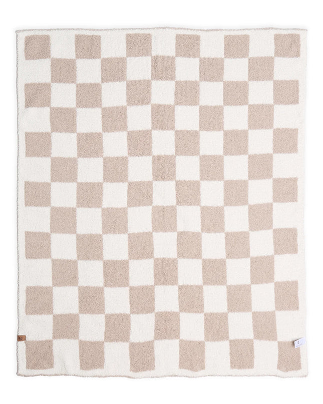 Children's Checkered Pattern Luxury Soft Throw Blanket | Beige