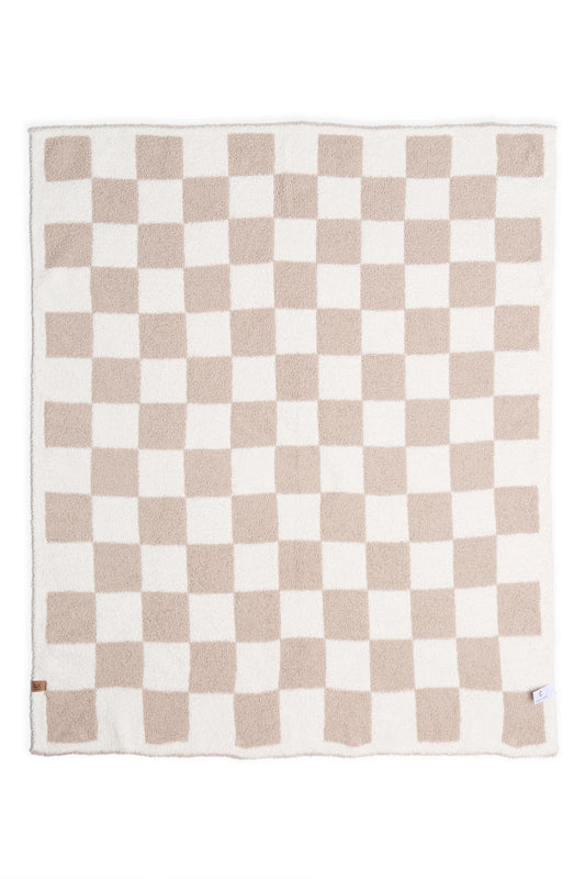 Children's Checkered Pattern Luxury Soft Throw Blanket | Beige
