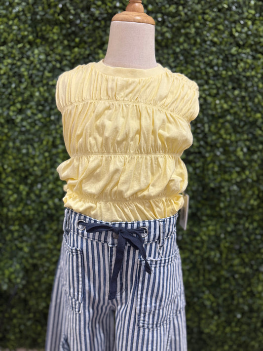 Cotton Jersey Tiered Sleeve | Yellow
