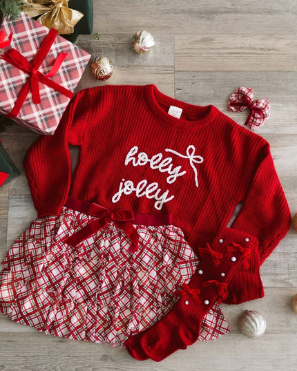 Christmas Plaid Bow Tiered Tutu