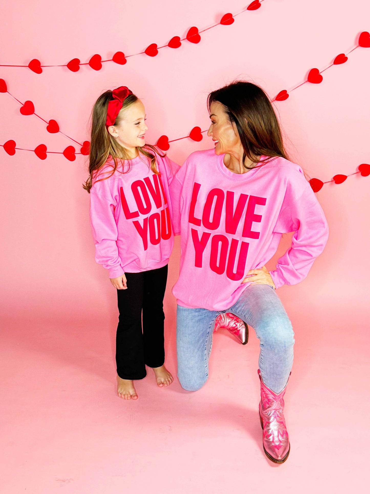 Love You Valentines Puff Sweatshirt | Red