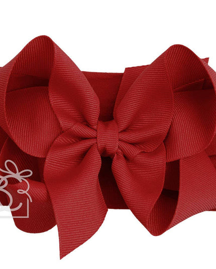 4.5" Grosgrain Bow Stretchy Headband - Cranberry