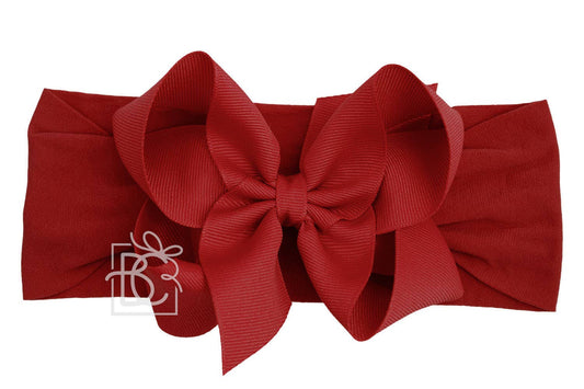 4.5" Grosgrain Bow Stretchy Headband - Cranberry