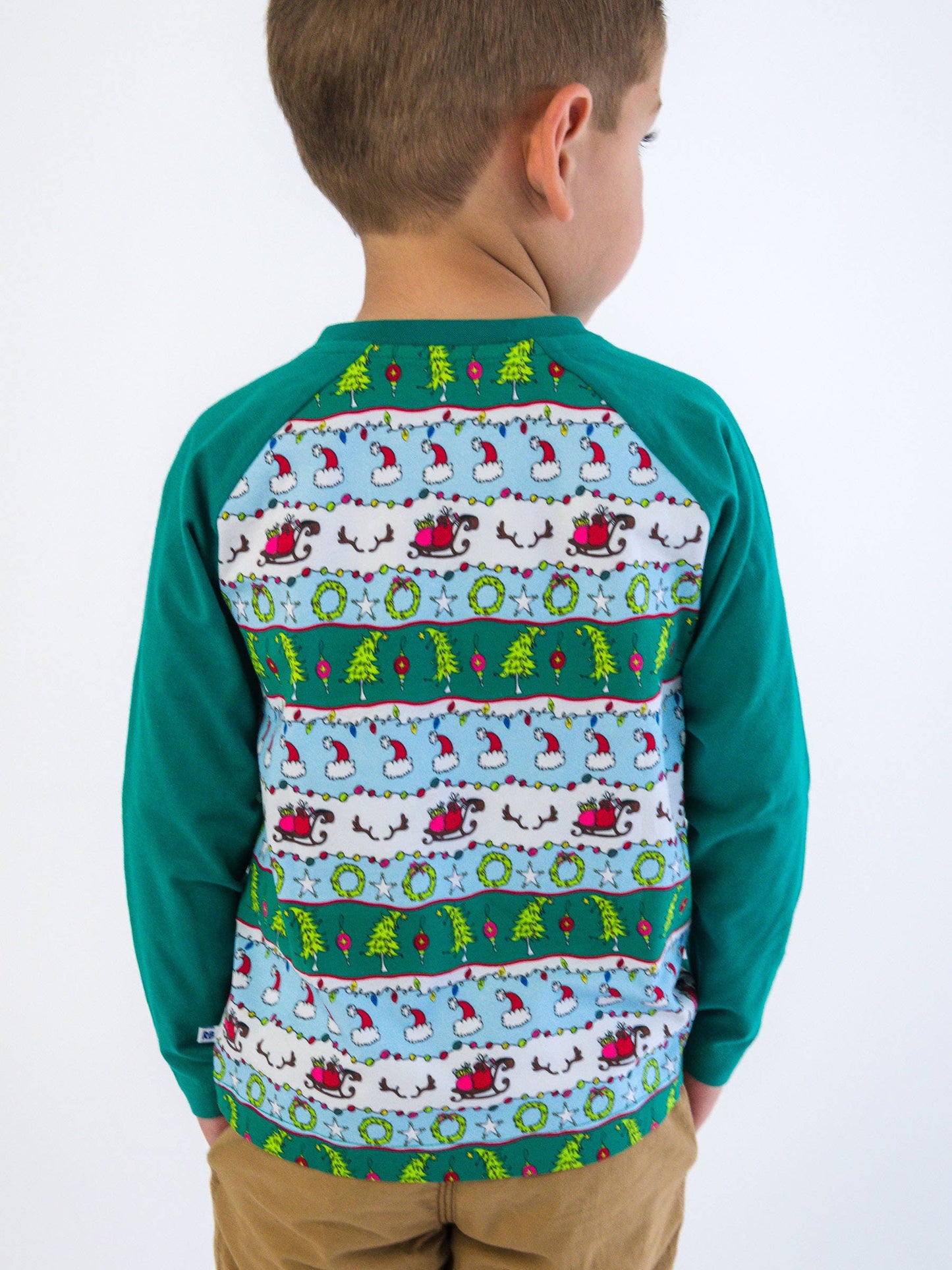 Festive Fair Isle Long Sleeve Raglan Henley Tee