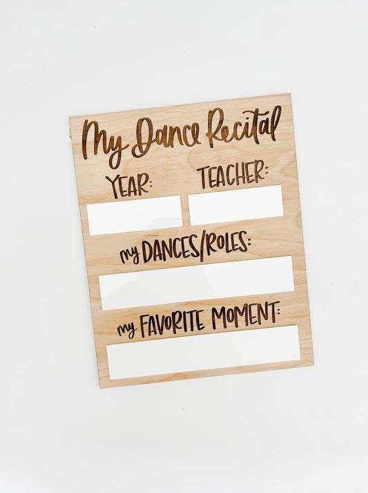 Dance Recital Sign: White Board