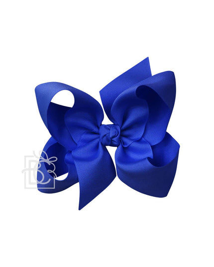 SIGNATURE GROSGRAIN BOW ON CLIP: 6.5" Jumbo - 2.25" Ribbon on Lg. Alligator Clip / ELECTRIC BLUE