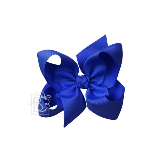 SIGNATURE GROSGRAIN BOW ON CLIP: 6.5" Jumbo - 2.25" Ribbon on Lg. Alligator Clip / ELECTRIC BLUE