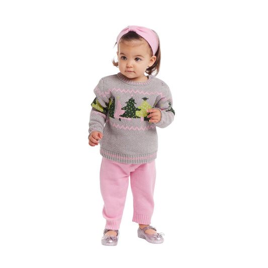 Infant Chenille Sweater & Knit Pant Set + Headband