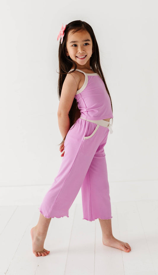 Lavendar | Ribbed Tank + Wide Leg Pants Set