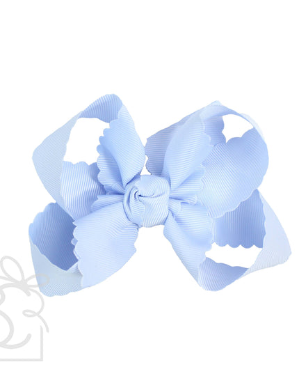 SCALLOPED EDGE BOW: Antique White / 5.5" Extra Large - 2.25" Ribbon on Alligator Clip