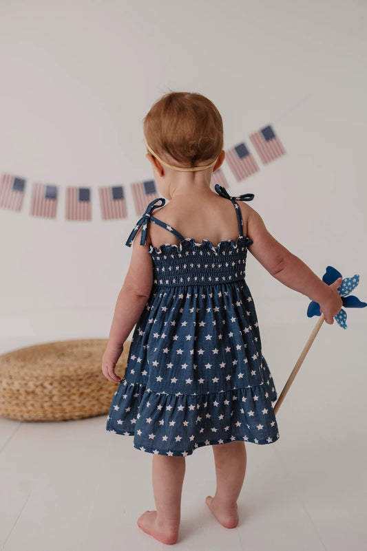 Smocked Shoulder Tie Dress | American Stars