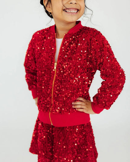 Red Sequin Velvet Jacket + Twirl Skort