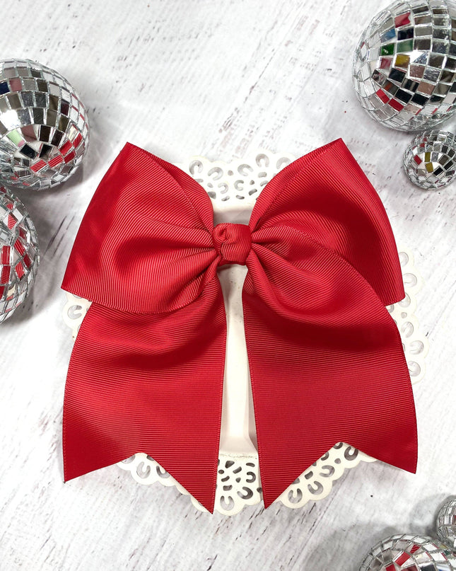 Solid Cheer Bow on Pony-O: Red