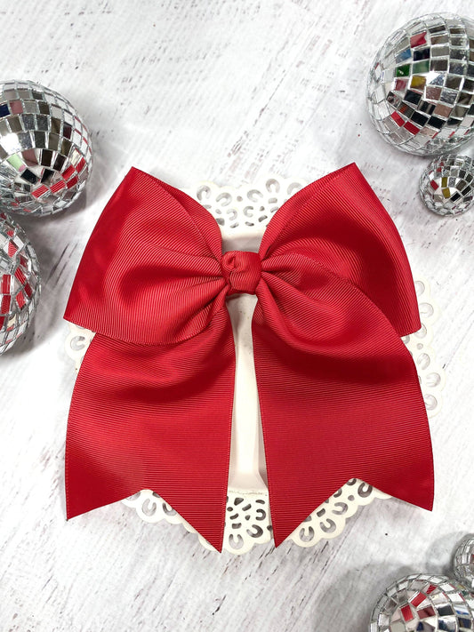 Solid Cheer Bow on Pony-O: Red