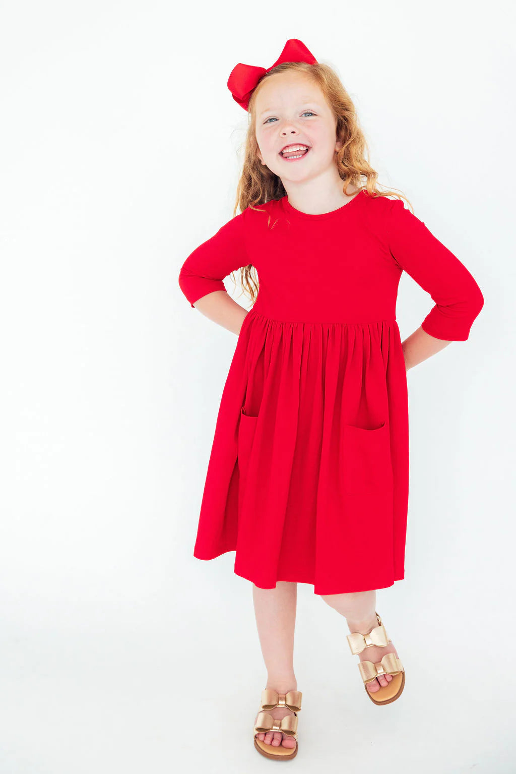 Red Pocket Twirl Dress + Jingle Bells Leggings