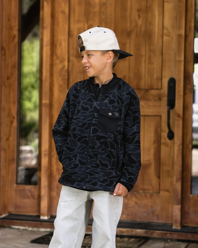 Youth Micro Fleece Full Zip Jacket| Black Camo