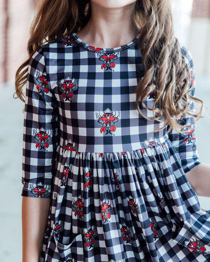Texas Tech Red Raider Plaid Twirl Dress | Black