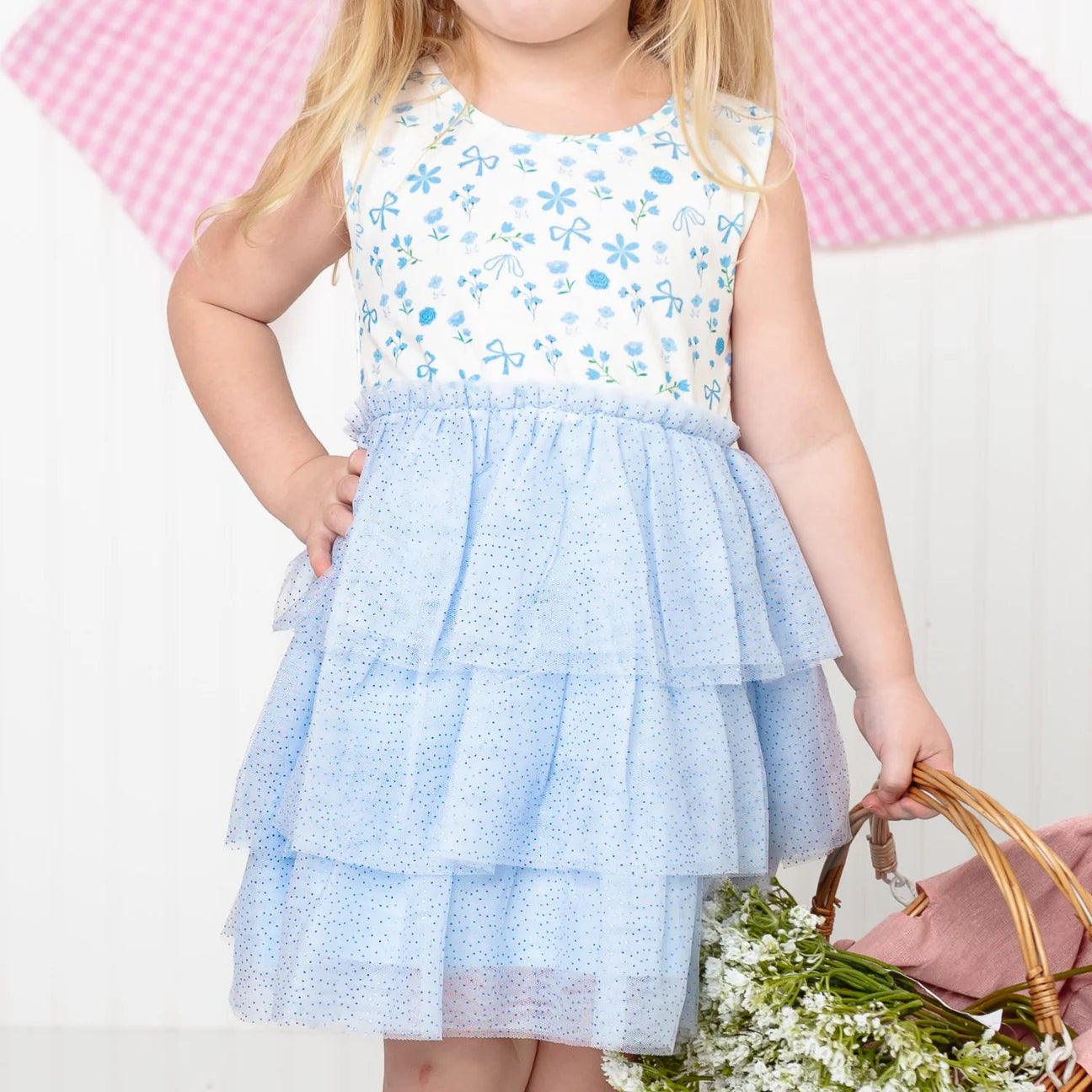 Tank Tutu Floral Ruffled Dress | Sky Blue