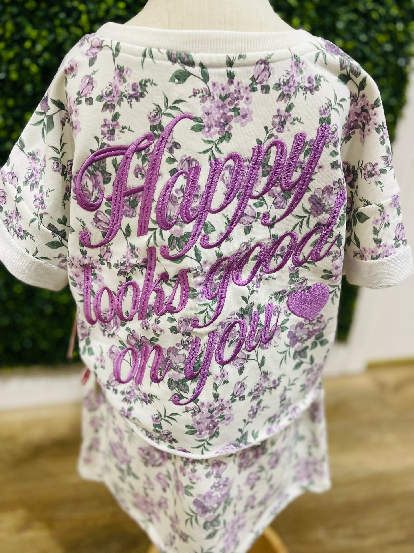 Happy Looks Good | Floral Print With Embroidery Top