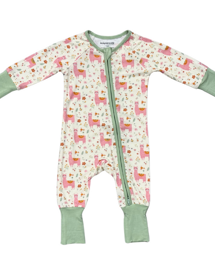 Long Sleeve Zip Romper | Llamas