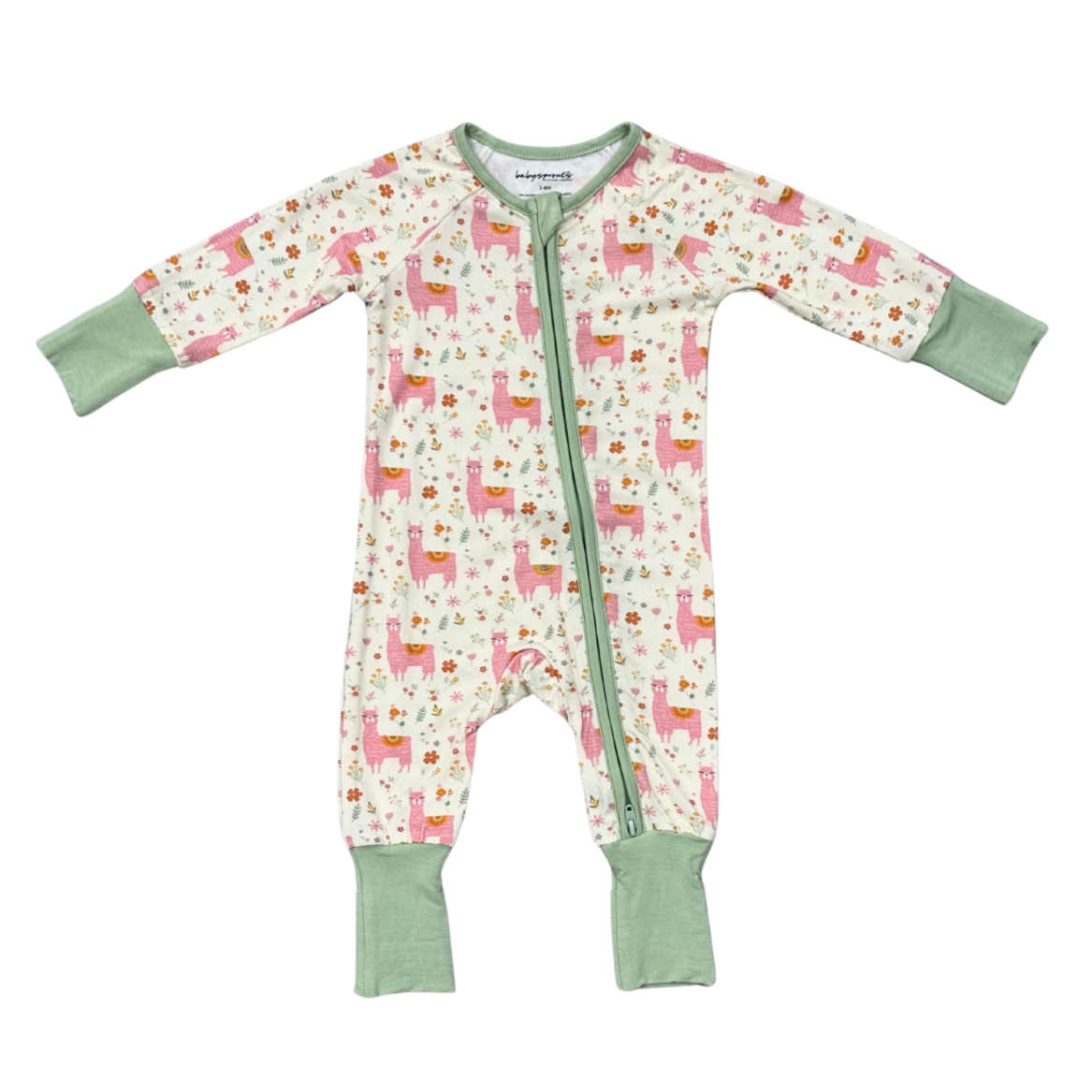 Long Sleeve Zip Romper | Llamas