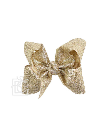 GLITTER METALLIC BOW ON CLIP: 6.5" Jumbo - 2.5" Ribbon on Lg. Alligator Clip / ROYAL BLUE