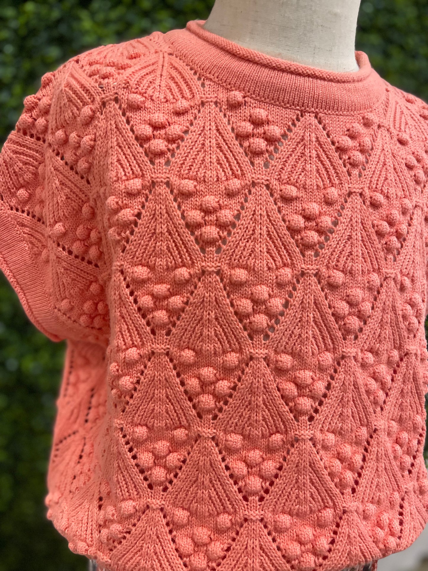 Open Weave Sweater | Coral