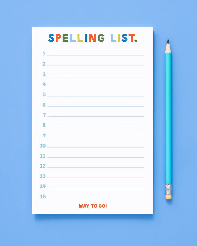 Spelling List Notepad 5x9 | Blues