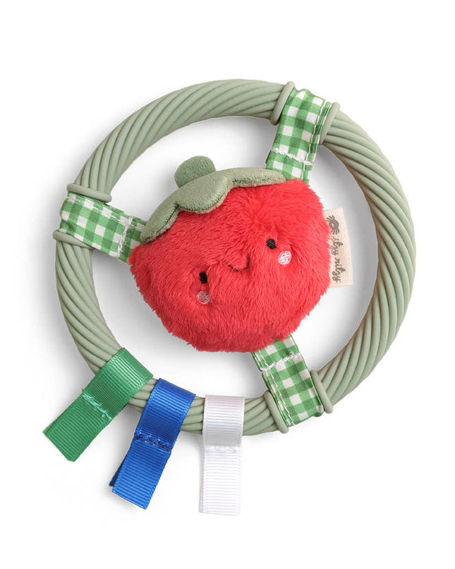 Itzy Ring Pal™ - Teething Ring with Plush Character: Red Tomato