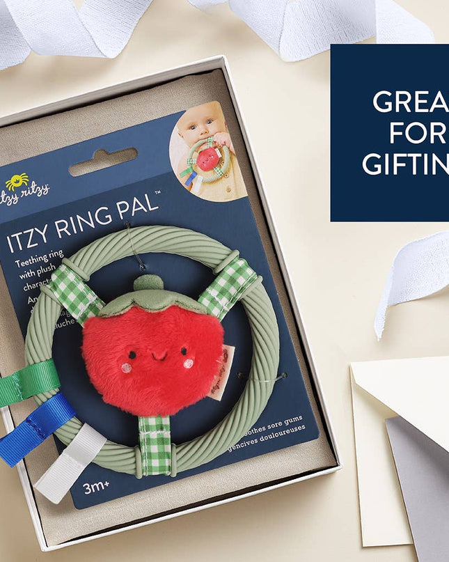 Itzy Ring Pal™ - Teething Ring with Plush Character: Red Tomato