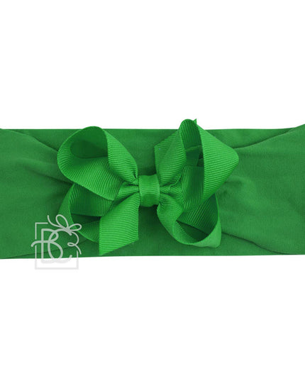 WIDE PANTYHOSE HEADBAND W/CLASSIC GROSGRAIN BOW: TURQUOISE / 3+ Months / 4.5" Large