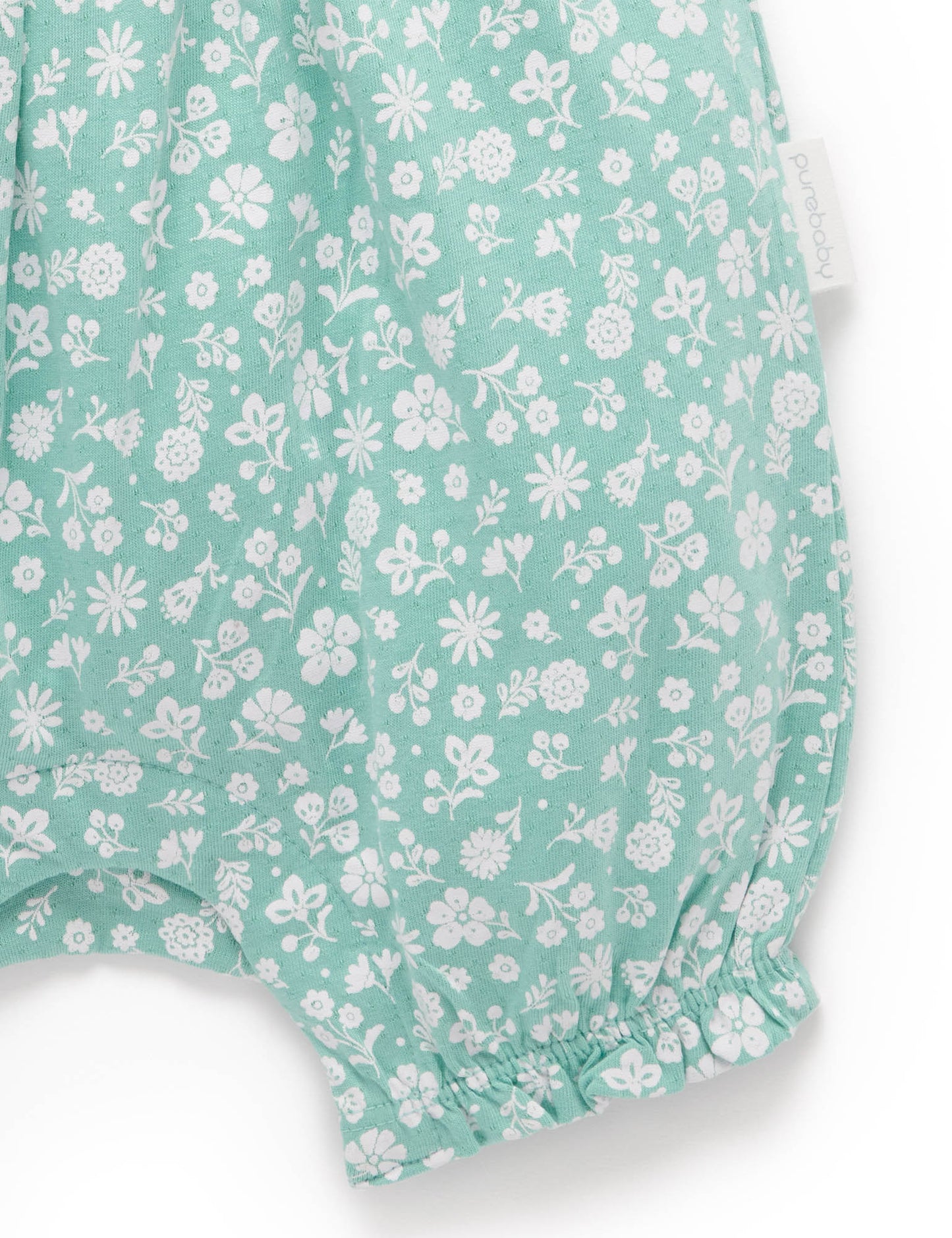 Ruffle Shortie Growsuit + Bow | Teal Floral