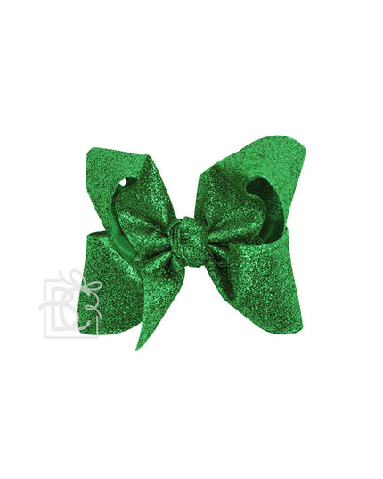 GLITTER METALLIC BOW ON CLIP: 6.5" Jumbo - 2.5" Ribbon on Lg. Alligator Clip / ROYAL BLUE