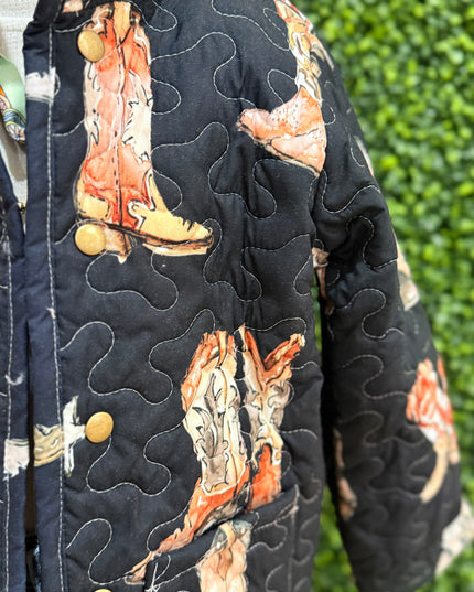 Thunderbird Boots Black Quilted Snap Jacket