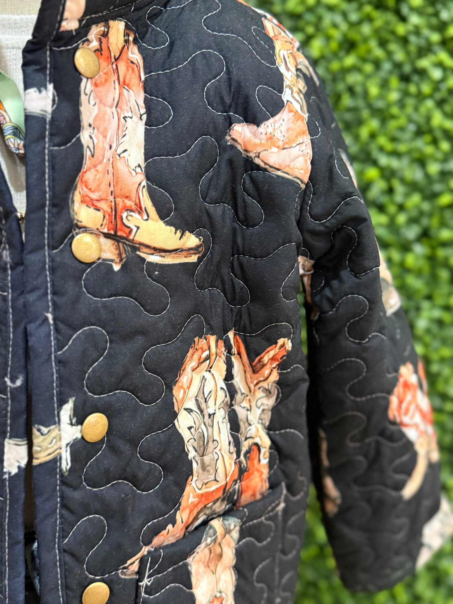 Thunderbird Boots Black Quilted Snap Jacket