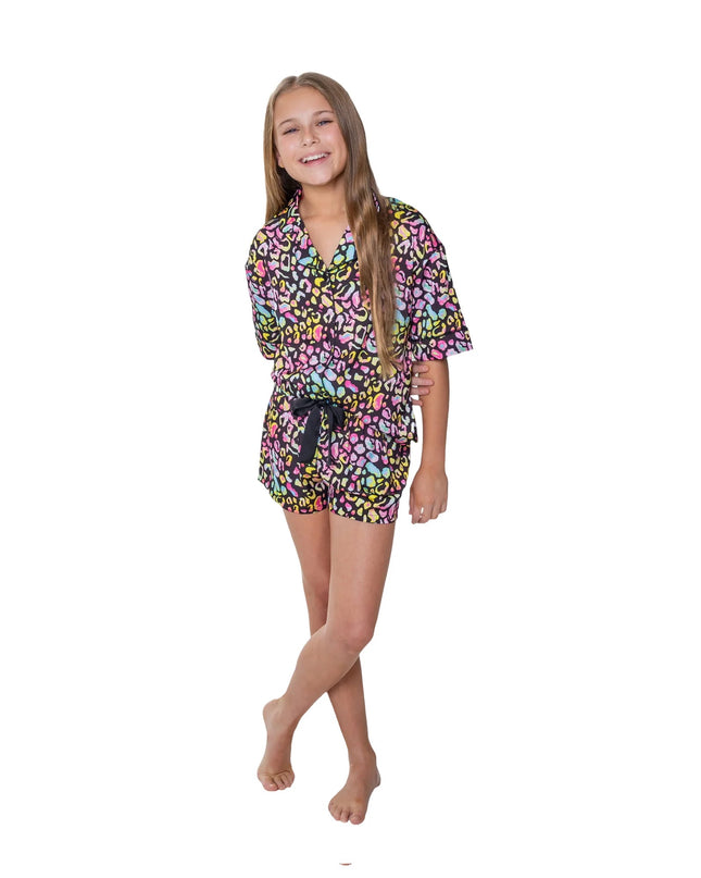 Silky Animal Short Sleeve Shorts Set