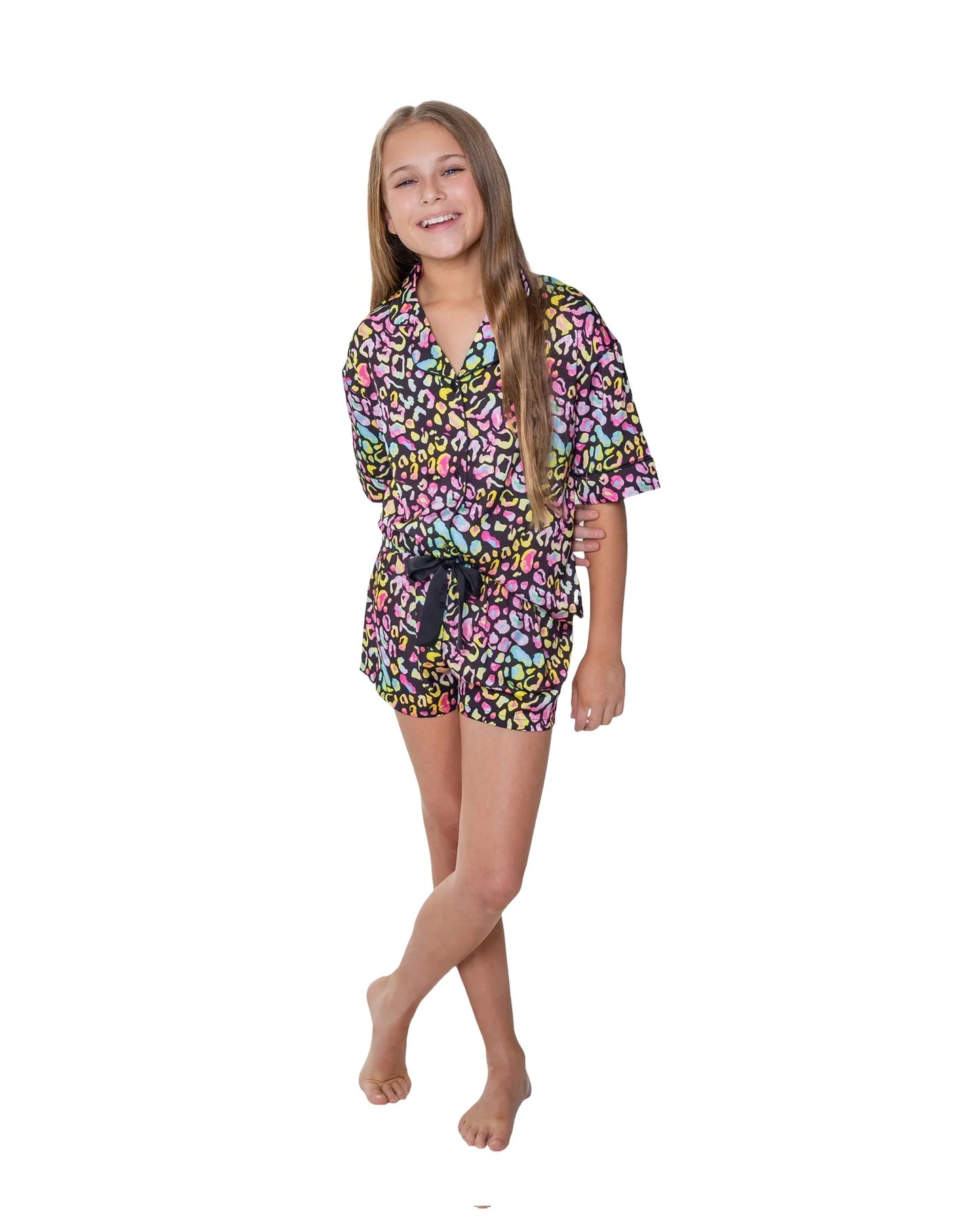 Silky Animal Short Sleeve Shorts Set